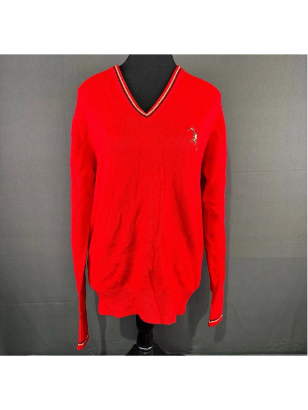 Johnnie Walker Sweater Men S Lambswool Scotland Logo Golf Red Vtg Country Club